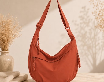 Lässige Nylon-Hobo-Schultertasche für Damen, große Umhängetasche, lässige Alltagstasche in Halbmondform, leichte Reisetasche, Geschenkidee für Sie