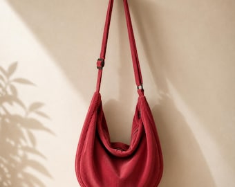 Cord-Hobo-Tasche für Damen, große Schultertasche, lässige Umhängetasche, Messenger Bag, Einkaufstasche für den Alltag, Retro-Tasche, Geschenktasche