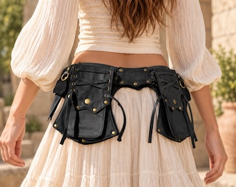 Steampunk-Gürtel, mittelalterliche Hüfttasche, gotische Gürteltasche, Gürtel für Renaissance-Festivals, Handytasche für LARP-Cosplay, Geschenk für sie