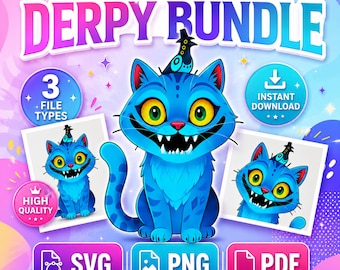 Kpop Demon Hunters Derpy-paket Söt Derpy PNG SVG PDF-filer Cricut Cut-filer och utskrivbar Kpop-konst