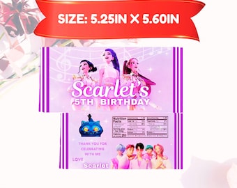 Kpop Demon Hunters chocoladereep wrapper, Kpop labelsjabloon snoepreep, Kpop feestartikelen, anime-feestbenodigdheden Demon Hunters, Kpop Huntrix