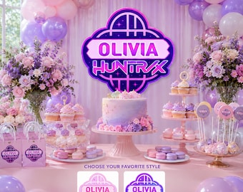 K-Pop Demon Hunters Custom Name Logo Cutout | Editable Party Banner | Personalized Birthday Decoration | 3 Logo Styles | Digital Download