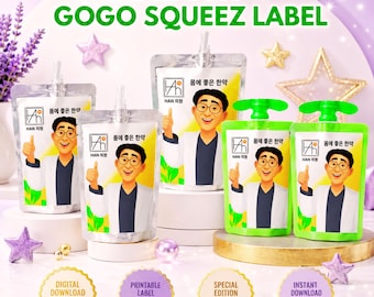 Etiquetas para fiestas de cazadores de demonios K-Pop, etiquetas para bebidas Dr. Han Tonic y Rumi Medicine, imprimibles para fiestas K-pop, decoración Huntrix Saja Boys, descarga digital