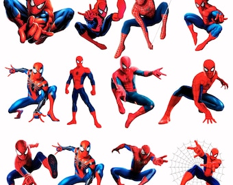 Conjunto de imágenes prediseñadas PNG de Spiderman / 12 imágenes PNG transparentes / Descarga en alta resolución