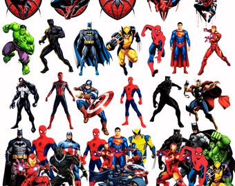 Super Heroes PNG Bundle | Super Hero Clipart Set | SpiderMan Digital Download |Instant Download | Printable Hero Bundle
