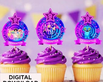 Kpop Demon Hunter Cupcake Topper Bundle | 3 Designs Huntrix Saja Boys Derpy | Redigerbar Canvasmall | 2 Storlekar Utskrivbar Festdekor