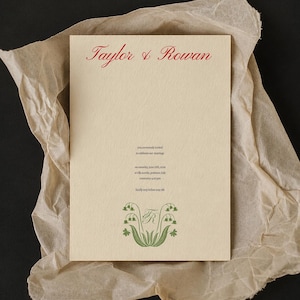 Botanical Monogram Wedding Invitation · Hand Drawn Editable Template · Unique Vintage Ephemera