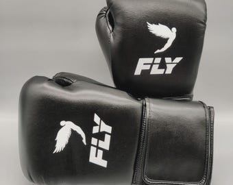 Luvas de boxe FLY personalizadas para treino e sparring, equipamento profissional de luta, luvas de couro feitas à mão