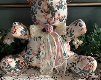 Vintage Jolie style Floral & Lace Plush Teddy Bear