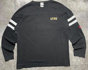 Vintage 1999 Warner Bros Taz chemise à manches longues taille L, sweat-shirt Acme Football Jersey, des années 90 Looney Tunes Tazmanian Devil Crewneck