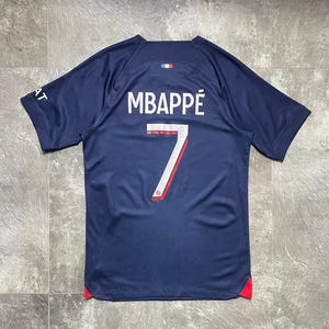 Nike PSG Mbappe Jersey Paris Saint Germain 2023 2024 Home Kit Soccer Shirt Goat Patch France Ligue 1 Football Top Authentic Jersey Size XS image 7