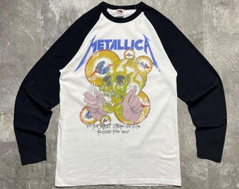 Chemise vintage Metallica The Shortest Straw Raglan, Manches longues Metallica Pushead 2017, T-shirt In Vertigo You Will Be Band, Fruit of the Loom Si