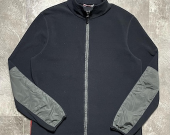 Veste polaire Prada Milano pour hommes taille M, sweat-shirt sport zippé Prada vintage, veste noire zippée complète de designer italien de luxe