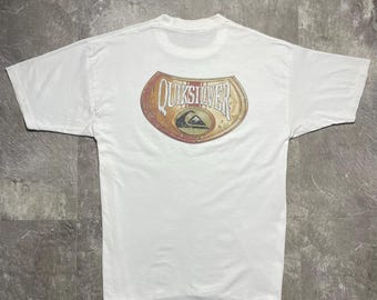 T-shirt Quiksilver vintage des années 90 grand simple point blanc Surf Skate Tee Made in USA graphique Streetwear planche de surf rétro Logo Quiksilver