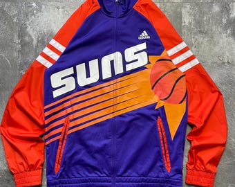 Vintage Phoenix Suns Adidas Track Jacket Size L, Retro NBA Basketball Purple Orange Full Zip Warm Up Jacket, 90s 00s Sports Streetwear