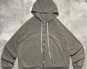 Rick Owens Gethsemane JASON ZIP Hoodie Staubgrau | Größe M Authentisch Rick Owens Zip-Up Sweatshirt Luxus Avantgarde Designer Streetwear