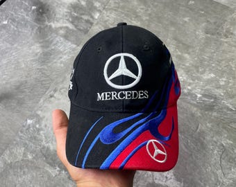 casquette de course Mercedes vintage, chapeau brodé flammes Mercedes Benz Y2K, marchandise de course de Formule 1, casquette graphique rétro Mercedes