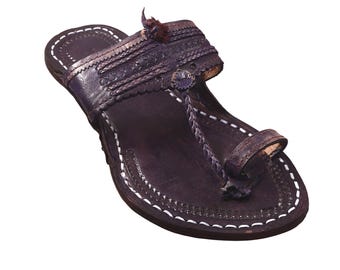 Zapatos indios de cuero azul para hombre, pantuflas Kolhapuri, regalo para él, zapatos sin cordones Punjabi para hombre, Jutti, zapatos para hombre, calzado artesanal para uso diario.