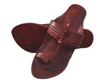 Indische Frauen Handgefertigte Leder Kolhapuri Slipper Indische Slip-On Wohnungen Braun Jutti Kolhapuri Sandalen Punjabi Jutti Ethnic Mojari Schuhe