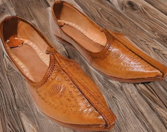 Pure Leather Traditional Indian Juttis for Men, Ethnic Wedding Footwear