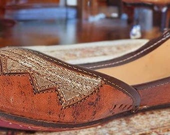 Handmade Leather Punjabi Jutti: Gold Embellished Ethnic Wedding Flats