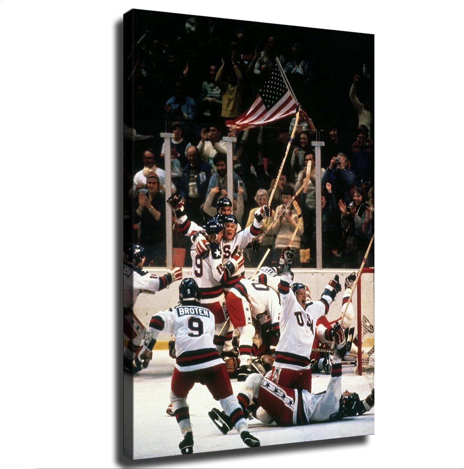 1980 USA Gold Medal Hockey Team Miracle on Ice Canvas Poster HD Picture Print Wall Art Modern Home Living Room Kitchen Aesthetic Decor