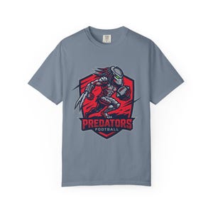 Predators Football T-Shirt, Sci-Fi Predator Mascot Graphic Tee (6.1 oz Cotton)