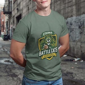 Eternia Battle Cats Football Mascot T-Shirt, He-Man Inspired Graphic Tee