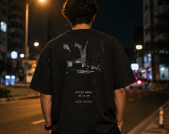 Night Owl Graphic Tee, System Awake Streetwear Shirt, Comfort Colors 1717, Unisex Oversized Fit