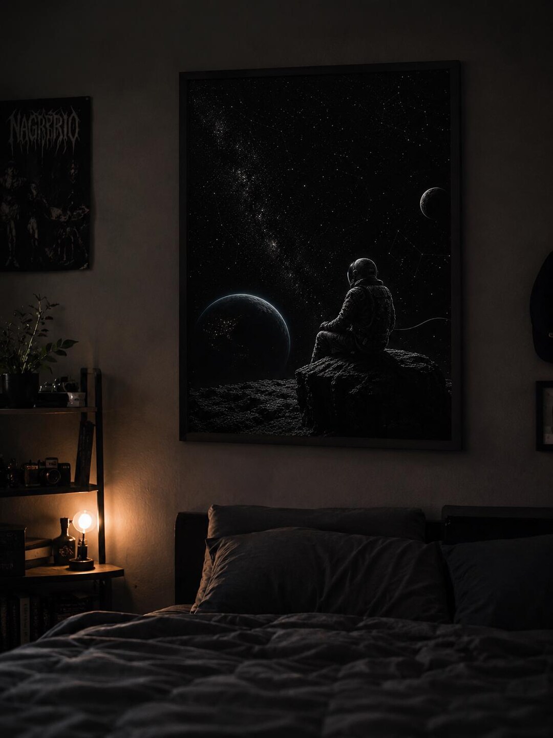Astronaut Space Poster, Dark Galaxy Wall Art, Cosmic Sci Fi Print ...