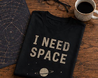 I Need Space Shirt, Funny Introvert Astronomy Graphic Tee, Cosmic Unisex Planet Shirt