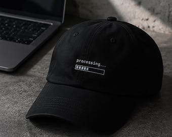Processing Dad Hat, Retro Loading Bar Embroidered Cap, Introvert Geek Gift