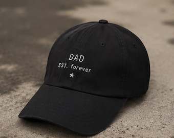 Dad Est. Forever Embroidered Minimalist Dad Hat, Cotton Twill Streetwear
