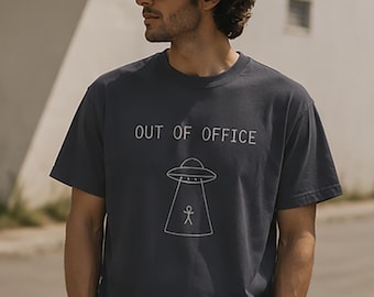 Out of Office UFO Abduction T-Shirt, Retro Cosmic Graphic Tee (Comfort Colors 1717)