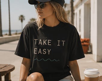 Take It Easy Vintage Coastal Graphic Tee, Comfort Colors 1717 Shirt