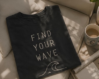 Find Your Wave Coastal Graphic Tee, Vintage Beach Comfort Colors 1717 Shirt
