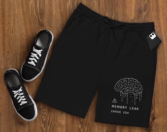 Memory Leak Men’s Fleece Shorts | Minimal Cyberpunk Streetwear Techwear