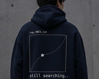 Far From Home Hoodie, Still Searching Sci-Fi Streetwear, Minimalist Space Signal Series Sweatshirt