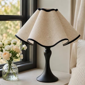 Petal Table Lamp, Romantic Bedside Lamp, Fabric Shade, Retro Artistic Accent