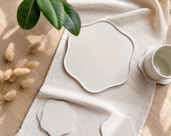 Dekotablett | Serviertablett | Schmuckablage | Untersetzer | Minimalistisch | Wellenform | 3D-gedruckt