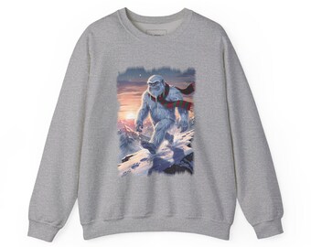 Yeti Christmas Sweatshirt — Yeti in a Holiday Scarf on a Snowy Himalayan Ridge, Vintage Cryptid Christmas Gift | Mr. Wildside