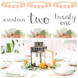 Printable Papel Picado Succulent Cactus Table Numbers 1-30