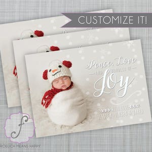 nieuwe baby kerstkaart, vrede, liefde en vreugde card, bundels van vreugde kerstkaart, bundels van vreugde kaart, foto kerstkaart, afdrukbare kaart