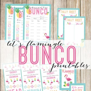 ¡Vamos a flamear! Imprimible Flamingo & Piña Bunco, Tarjetas Bunco, Hojas de Tally Bunco, Tarjetas de Mesa Bunco, Bunco de Piña, Bunco Flamenco