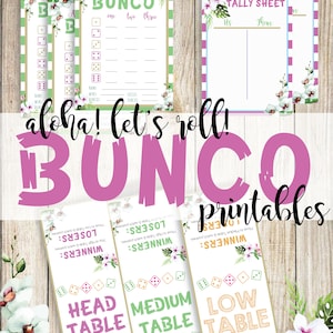 Aloha Printable Bunco, Tropical Printable Bunco Cards, Bunco Tally Sheets, Bunco Table Cards, Island Bunco, Summer Bunco, Hula Bunco