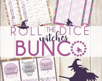 Roll the Dice Witches Printable Bunco, halloween bunco, printable bunco score sheets, bunco score sheets, bunco set, bunco tally sheets