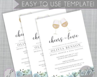 Cheers to Love, Wine Tasting, Bridal Shower, Printable Invitation, Wine Tasting Shower, Wine Tasting Bridal Shower Invitation, Customize,DIY