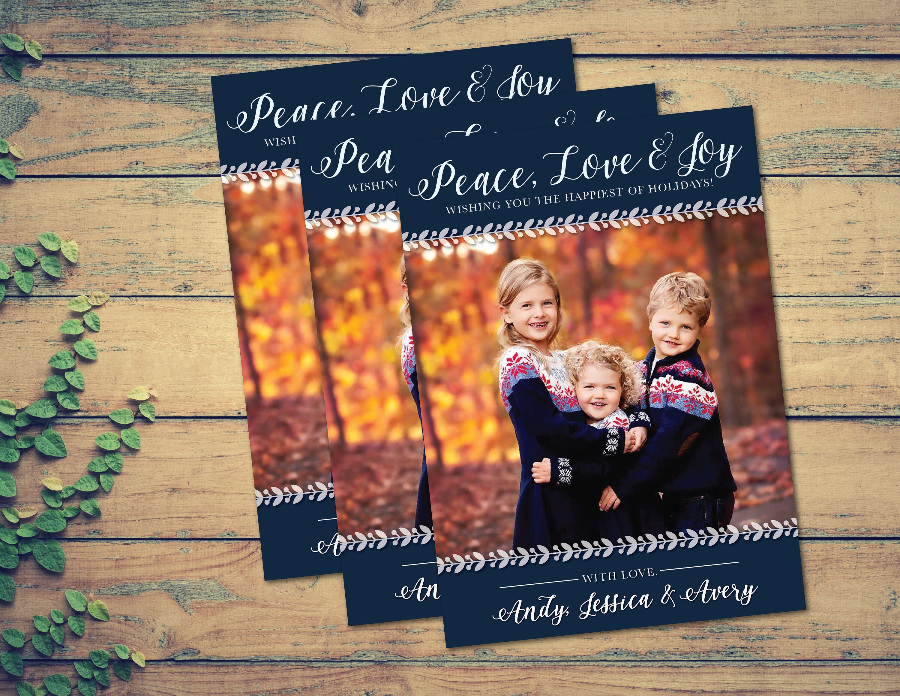Paix, amour & joie Noël imprimable Holiday Card, carte de vacances, Blue Christmas Card, carte de vacances bricolage, Holly imprimable carte, carte de Noël