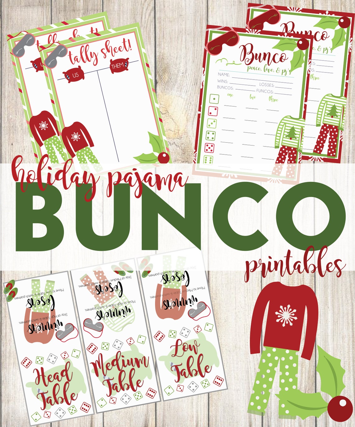 Christmas Pajama Bunco, Christmas Bunco, Ugly Christmas Bunco ...