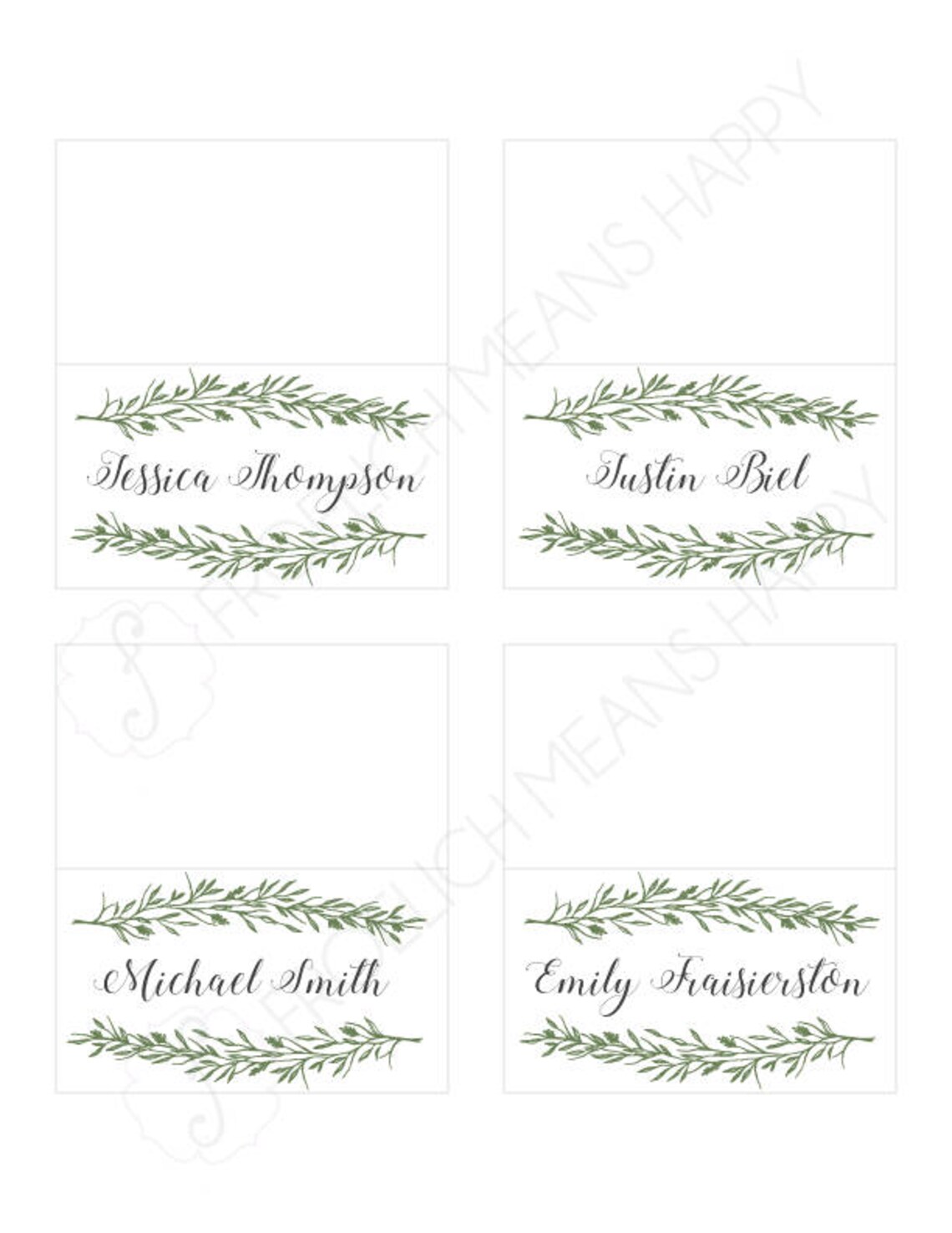 Rosemary Spring Place Cards Thanksgiving Place Cards Holiday Etsy
